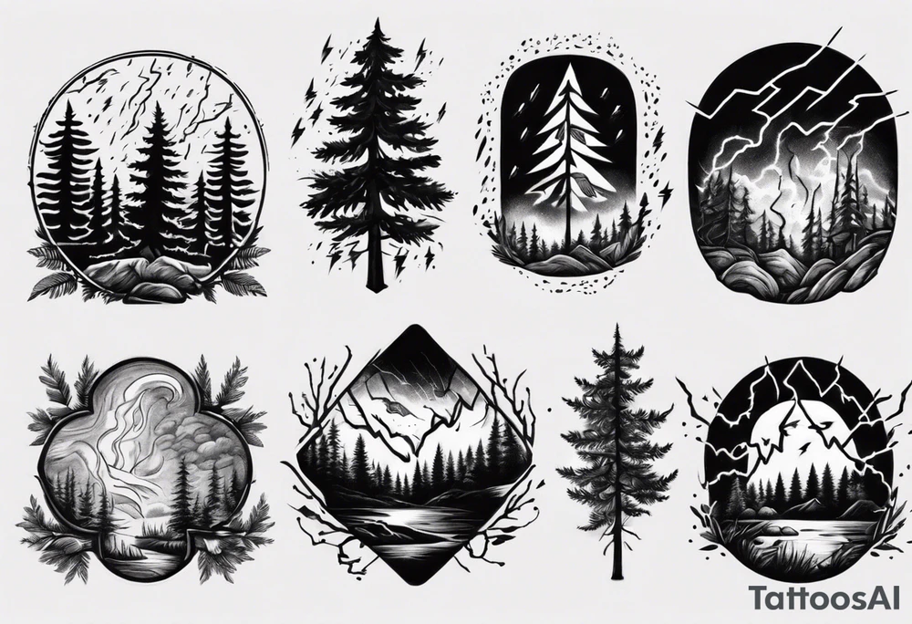 lightning storm over forest tattoo idea
