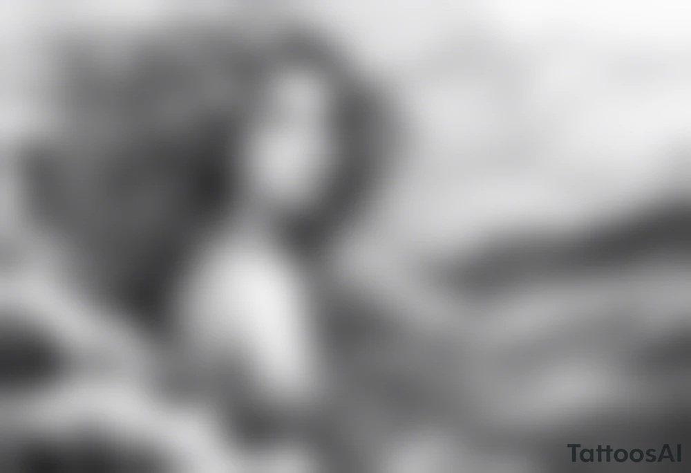 stormy sea waves, full-length woman in the middle of the storm tattoo idea