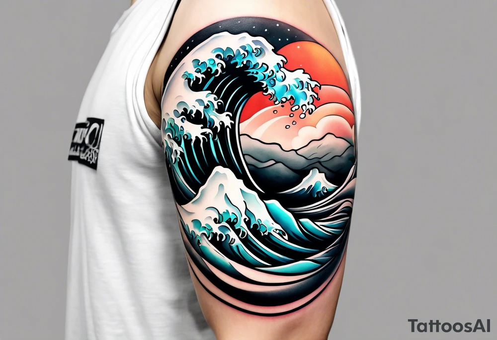 simple wave for outside forearm tattoo idea