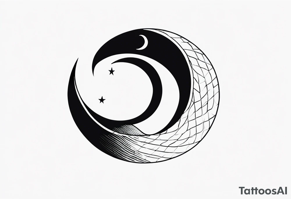 A snake wrapped around an arm, a crescent moon in the middle, a tongue in the form of a crescent tattoo idea