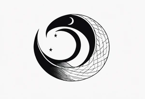 A snake wrapped around an arm, a crescent moon in the middle, a tongue in the form of a crescent tattoo idea