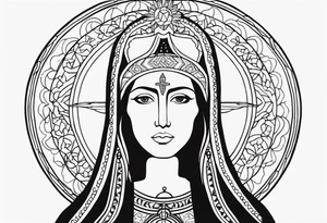 Totus tuus with image of Our Lady of Aparecida tattoo idea
