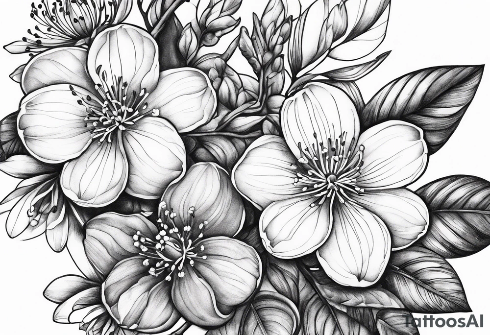 orang blossom branches tattoo idea