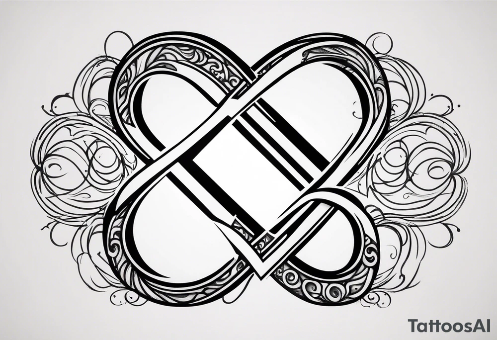 Infinity symbol with a letter B and 2 letter J’s tattoo idea