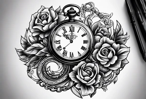 pocket watch chain tattoo idea