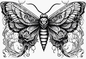 moth, “snake head wings” tattoo idea