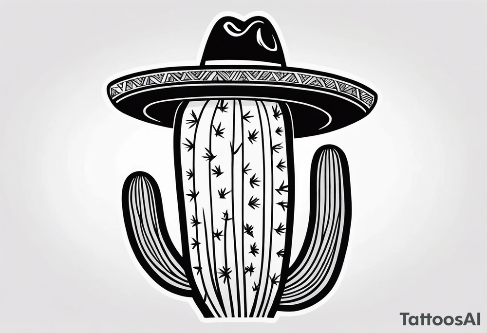 wide Cactus wearing a sombrero black and grey tattoo idea wide Cactus wearing a sombrero black and grey tattoo idea