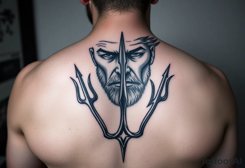 man with trident tattoo idea
