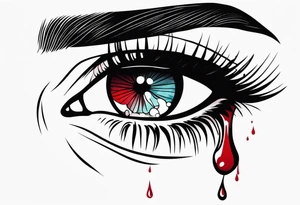 Bleeding tears flow from eye tattoo design nope eyebrow tattoo idea