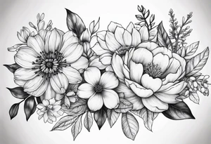 December october and march birth flower sleeve tattoo idea