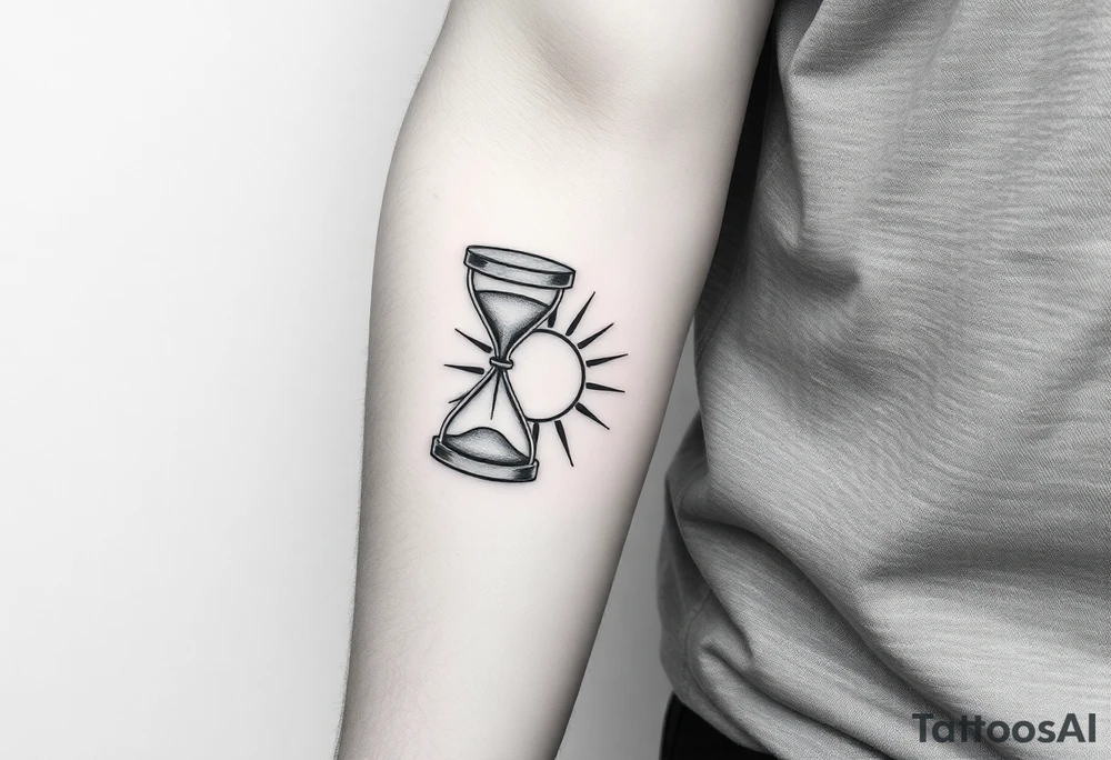 live with what you have and enjoy it to the fullest, hourglass, sun shines down tattoo idea