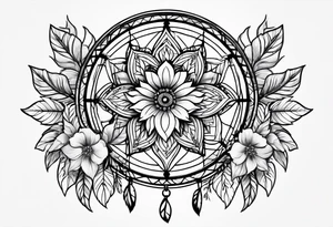 Dream catcher with flowers tattoo idea
