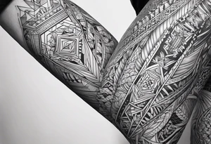 pattern geometric full male leg tattoo idea