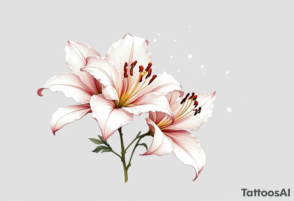 delicate lilies in frost with petals tattoo idea