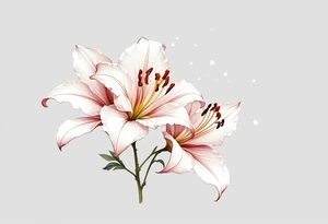 delicate lilies in frost with petals tattoo idea