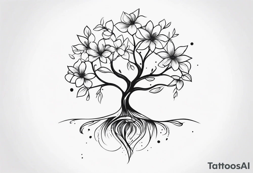 flowers tree tattoo idea