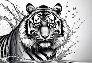 minimalist tiger splashing water tattoo idea