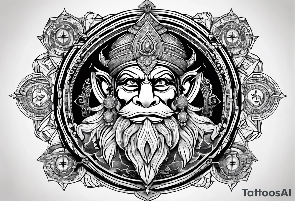 Lord hanuman and compass tattoo idea