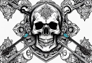 Skull key horizontal tattoo idea