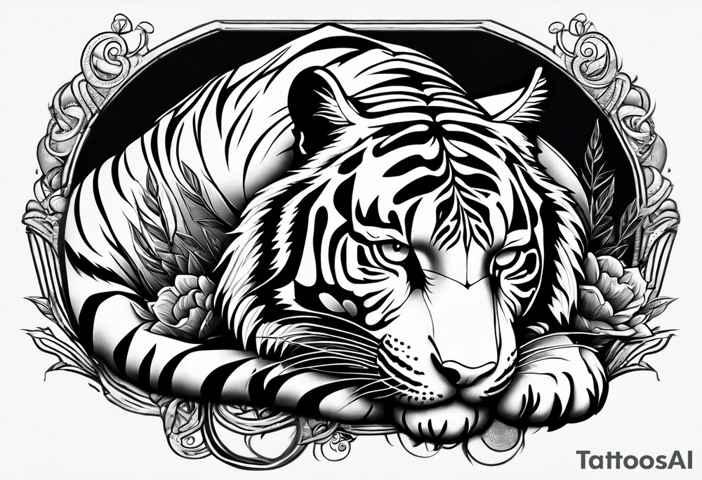 tiger sleeping tattoo idea