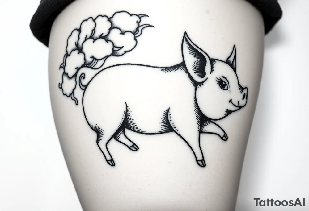 Storm clouds the word gluttony and sexy pig woman tattoo idea