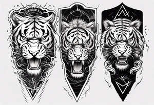 A thunder god tiger forearm tattoo, with lightning filling the area tattoo idea