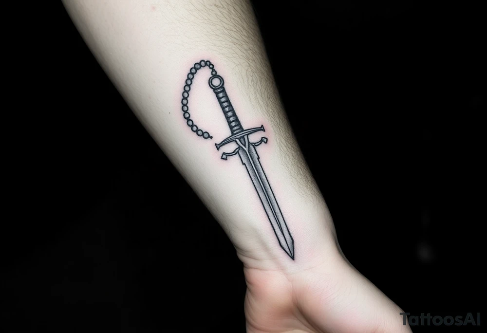 rosary with a sword tattoo idea