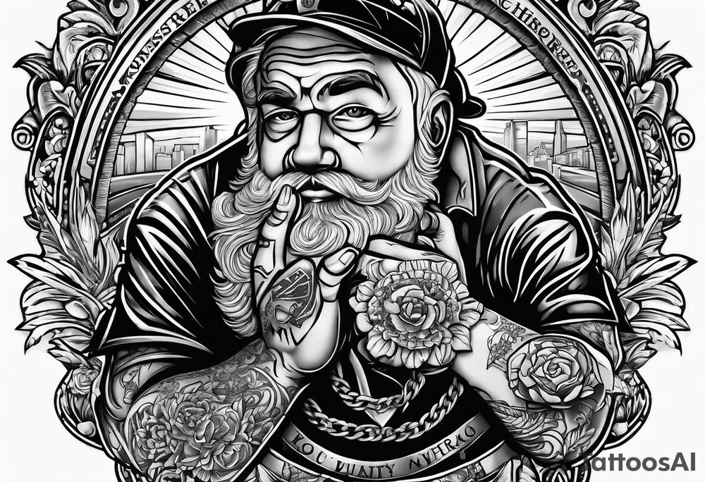 working class hero text with 20 pieces of silver and praying hands tattoo idea