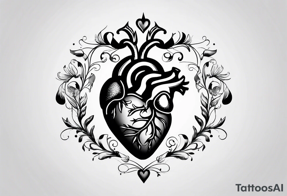 anatomical heart tattoo idea
