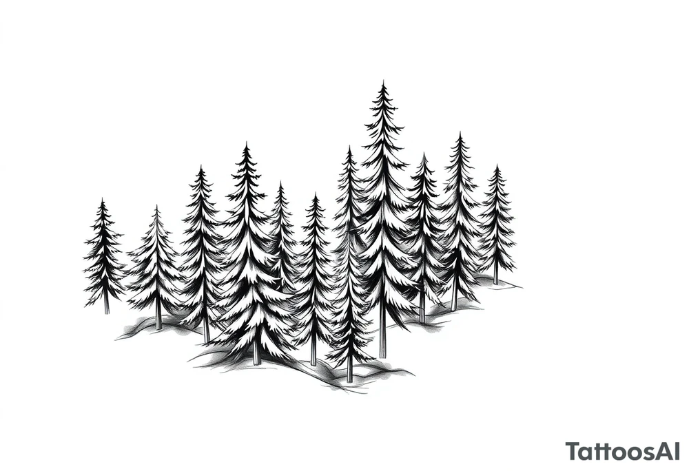 Coniferous forest tattoo sleeve black and gray tattoo idea Coniferous forest tattoo sleeve black and gray tattoo idea