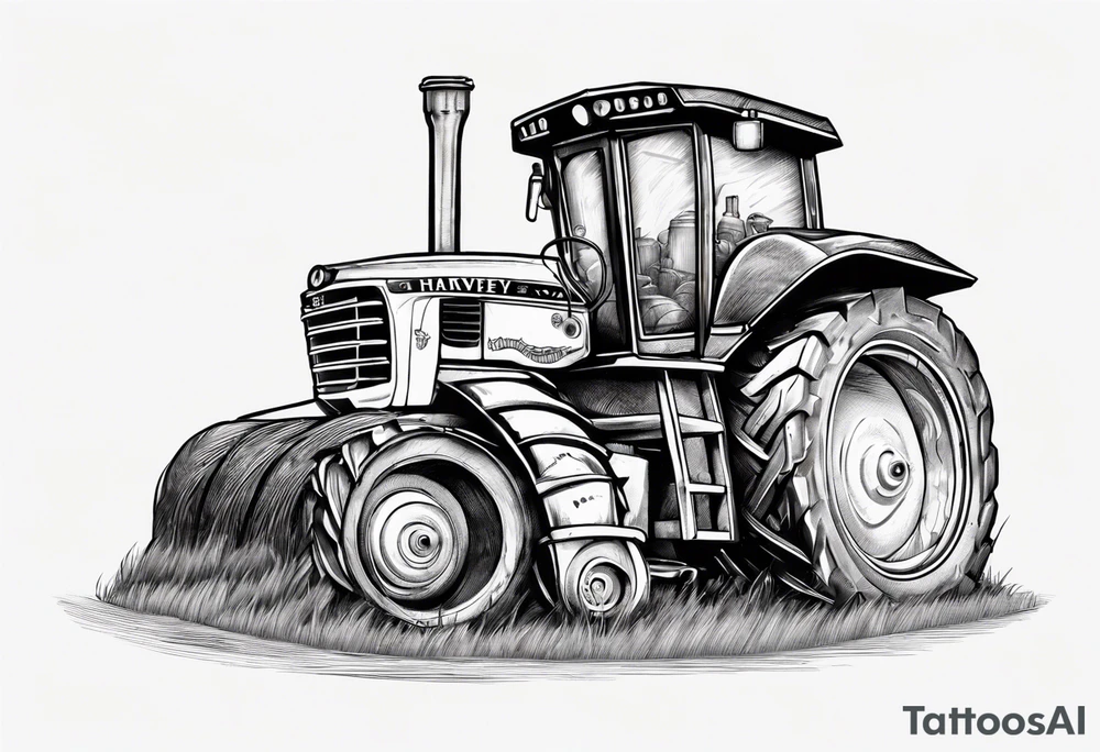 Grain tractor, mill, Harvey moon, grain tractor off loading tattoo idea