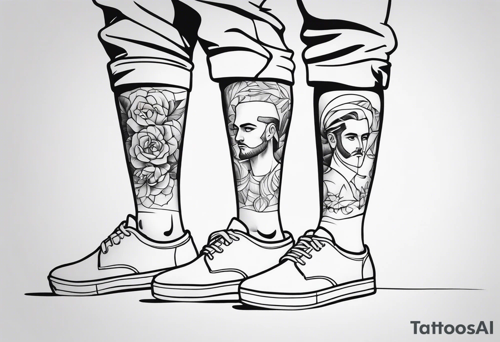 italian male twins on ankles tattoo idea