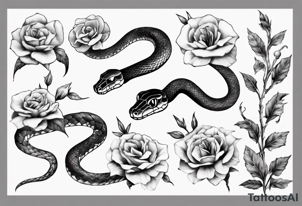 Snake wrapped around flowers tattoo idea
