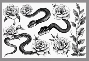 Snake wrapped around flowers tattoo idea
