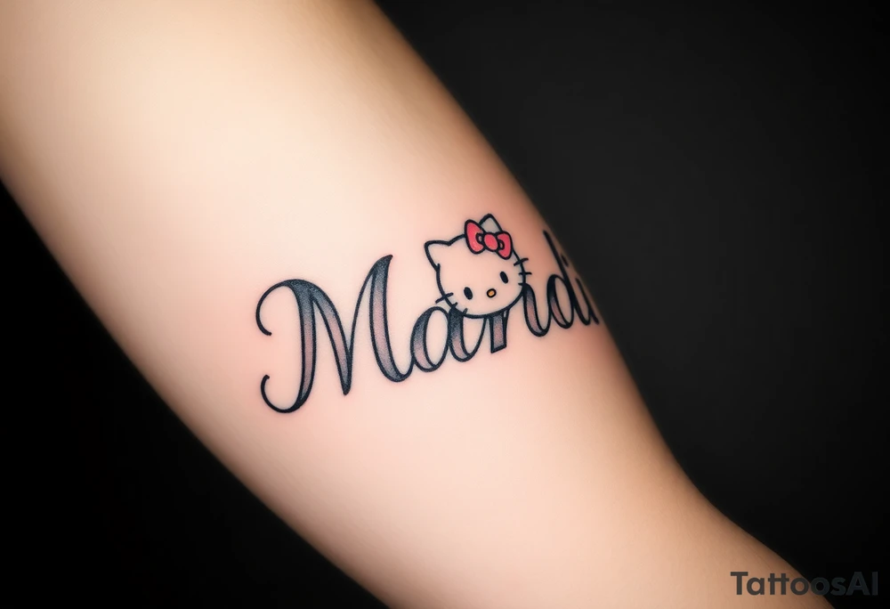 Name Mandi with blue eyes and hello kitty tattoo idea