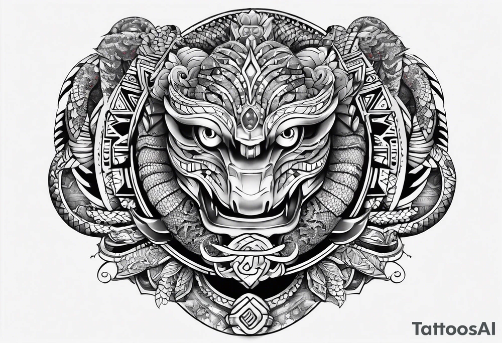 aztec snake sleeve tattoo idea