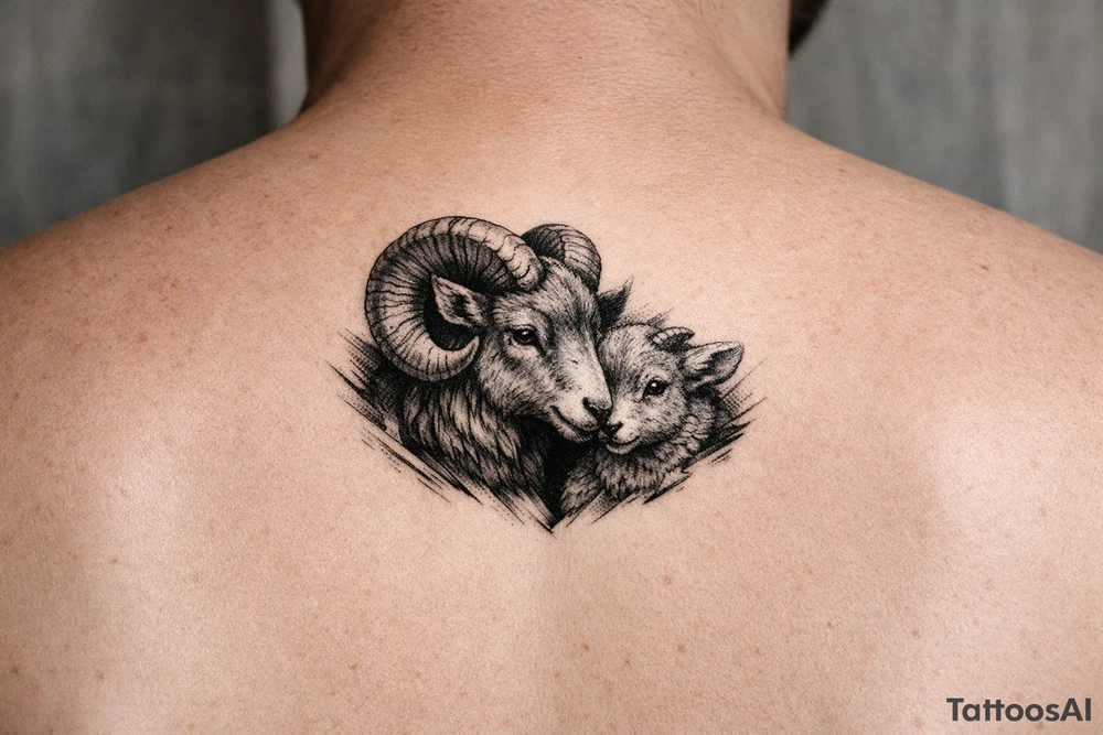 Mother ram baby ram tattoo idea