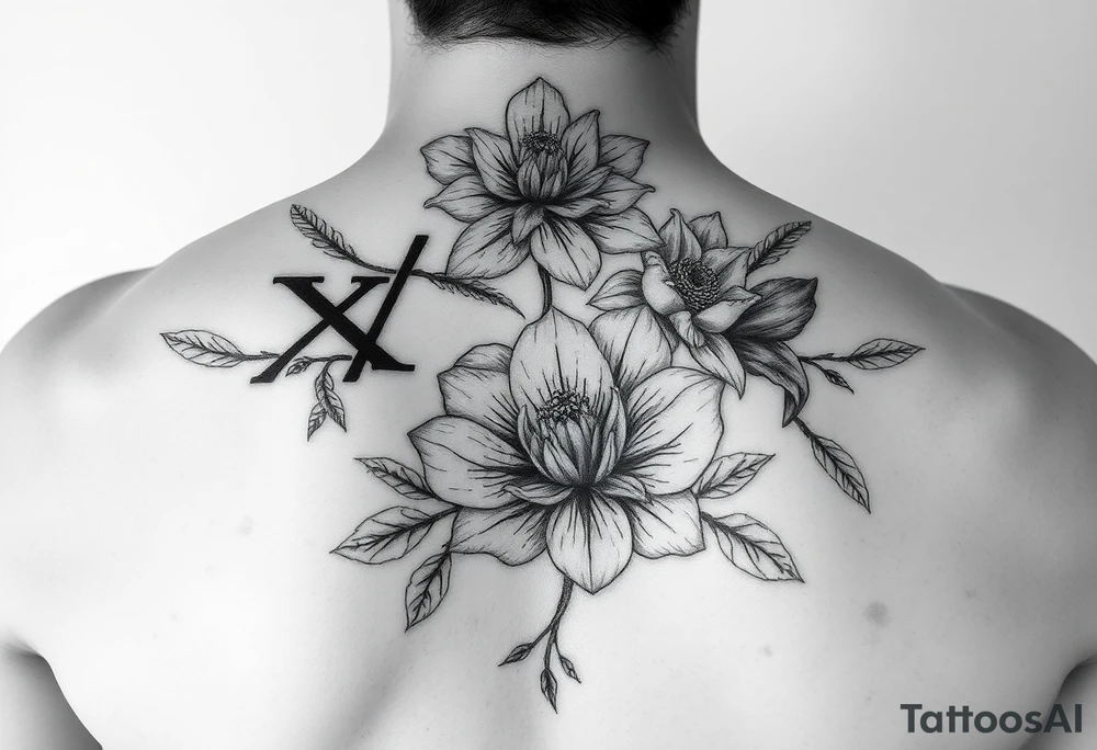 X.XXVII.MMXXI and October birth flower tattoo idea