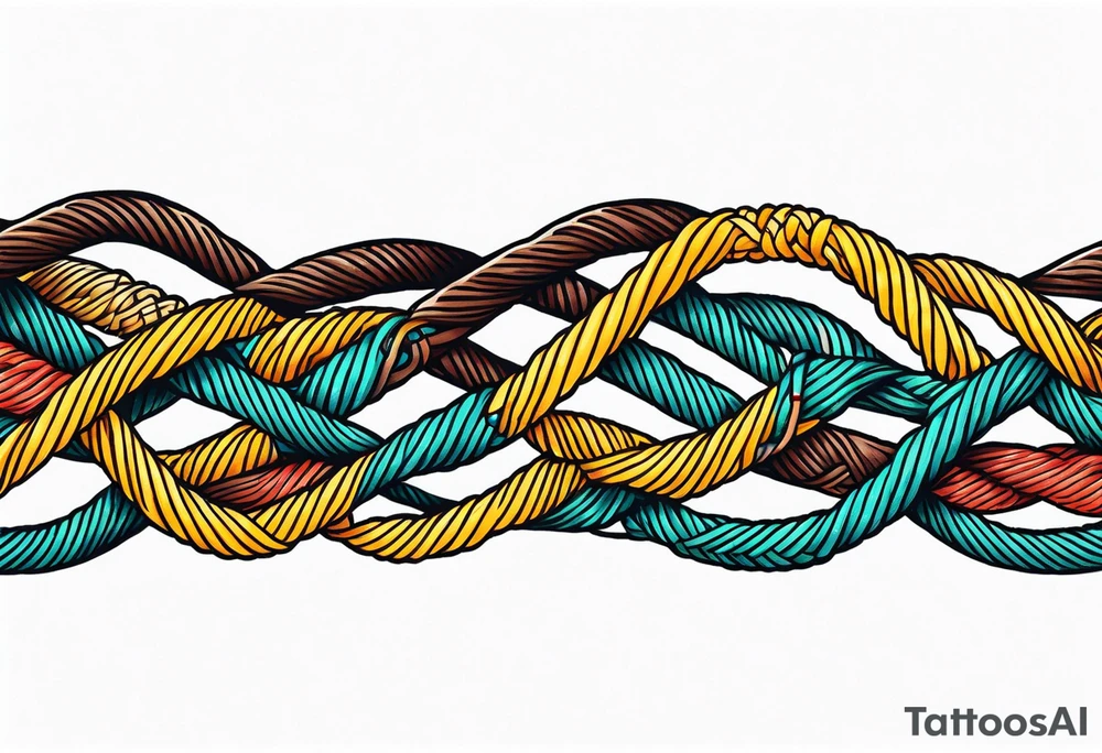long horizontal strip made of entangled ropes tattoo idea