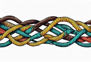 long horizontal strip made of entangled ropes tattoo idea