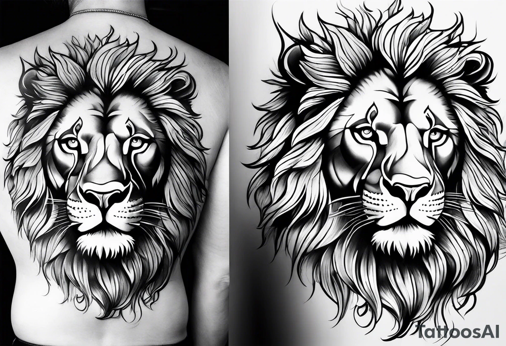 lion skeleton body tattoo idea