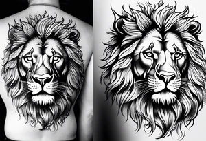 lion skeleton body tattoo idea