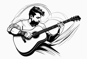 man playing guitar tattoo idea