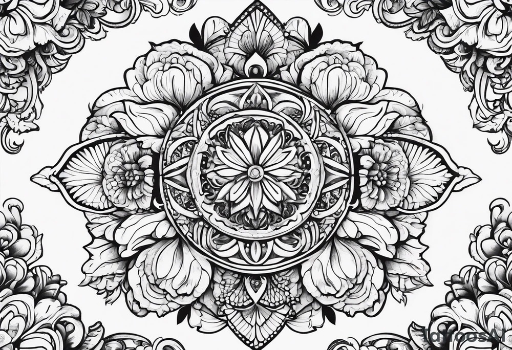 small long ornate floral sternum tattoo tattoo idea