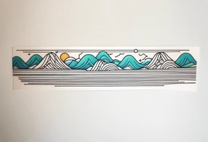 armband tattoo,horizontal with electric wave pattern tattoo idea