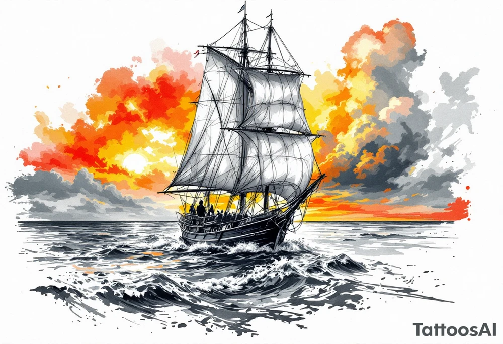 sailing boat at achor tattoo idea