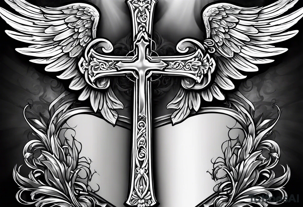 Rest in peace mom cross with angel wings tattoo idea Rest in peace mom cross with angel wings tattoo idea