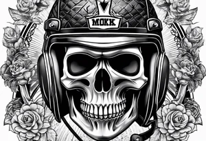 hockey skull with helmet tattoo idea