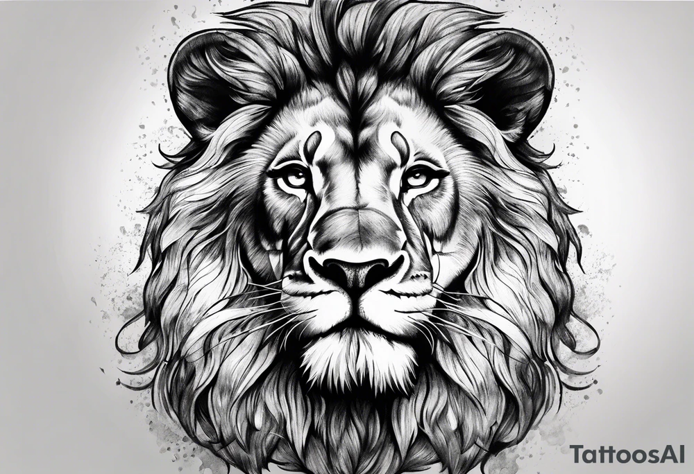 Half lion face and sport tattoo idea