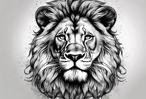Half lion face and sport tattoo idea